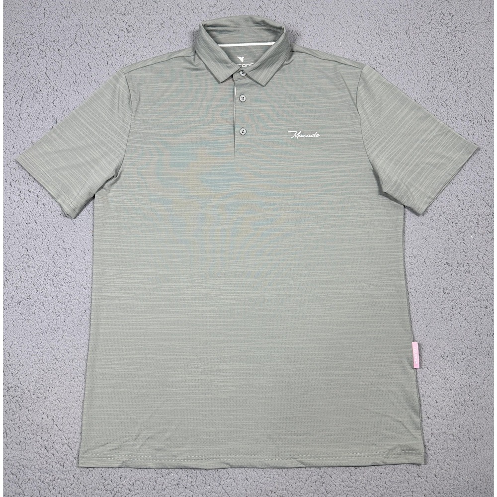 Macade Polo Shirt Mens XL Green Stripe Golf Performance Stretch Tagless Athletic